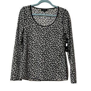 Karen Kane Womens Size M NEW WITH TAGS Leopard Print Long Sleeve Sheer Top